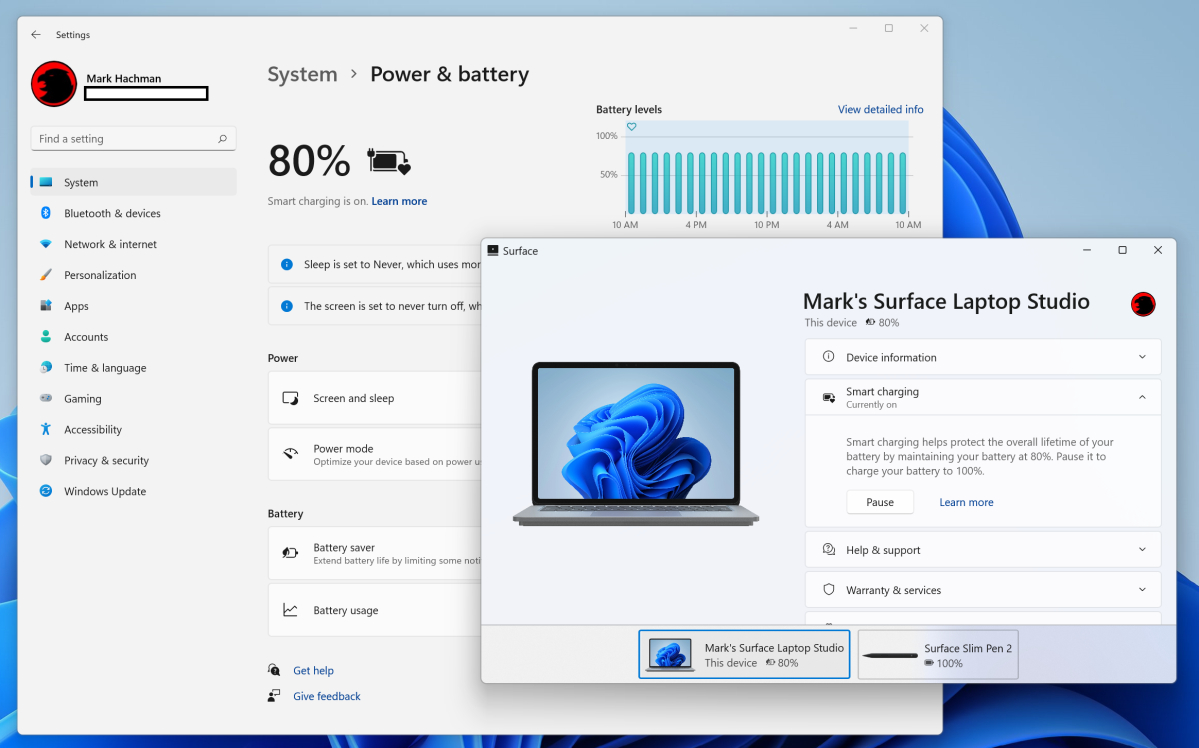 به منوی Settings ویندوز 11 System > Power and battery بروید
